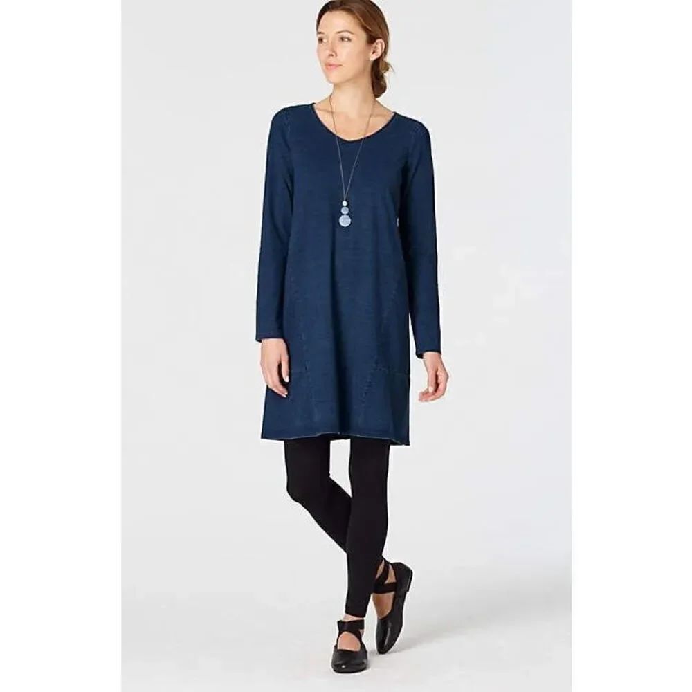 ✨J.Jill Purejill Indigo Seamed Long Sleeve Sz 3X Dress✨
